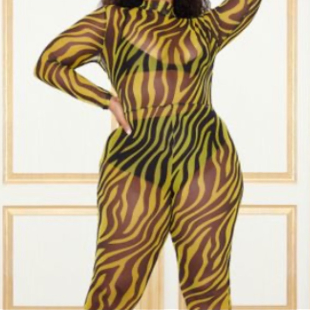 Zebra yellow print jumpsuit